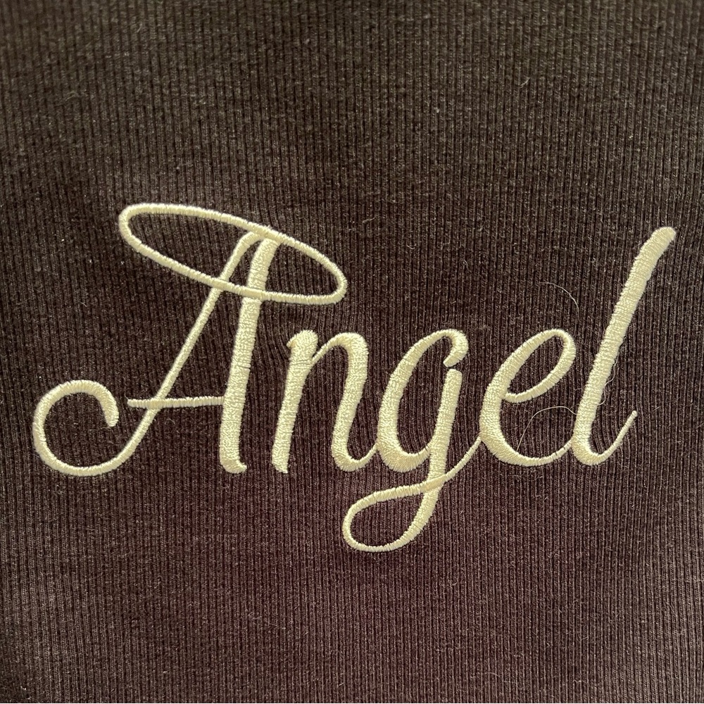 Black Tank Top with 'Angel 😇’ front & ‘Devil 😈’ back Embroidery - Picture 2 of 4